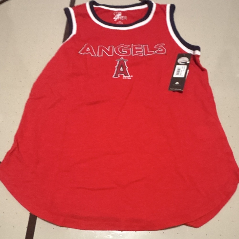 GIII Los Angeles Angels MLB Shirt Red White Navy Baseball Size M